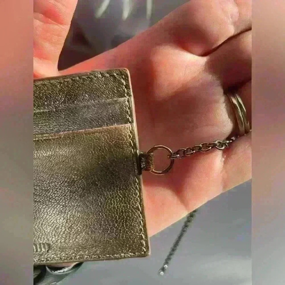 MIU MIU Silver ID Badge Card Case Holder With Silver Chain Authentic - Picture 3 of 6